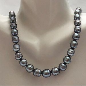NEW Silver Gray Baroque Cultured Pearl Necklace